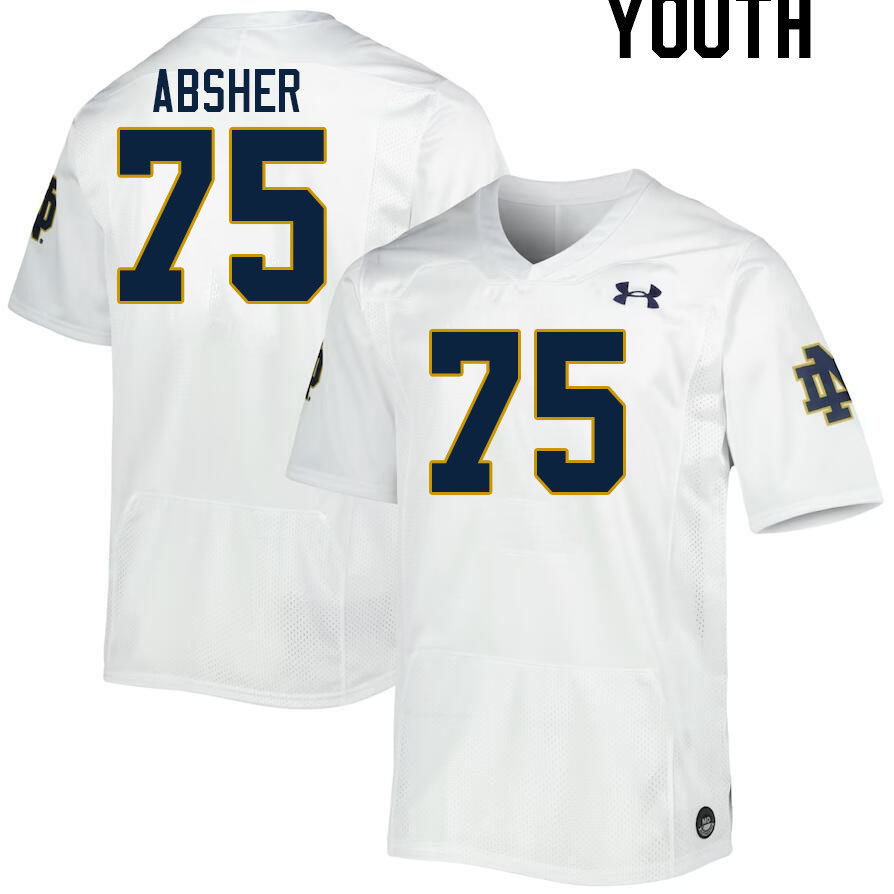 Youth #75 Sullivan Absher Notre Dame Fighting Irish College Football Jerseys Stitched Sale-White